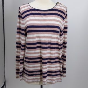 ZJ. Crew tan, white, black striped knit top-sz XL